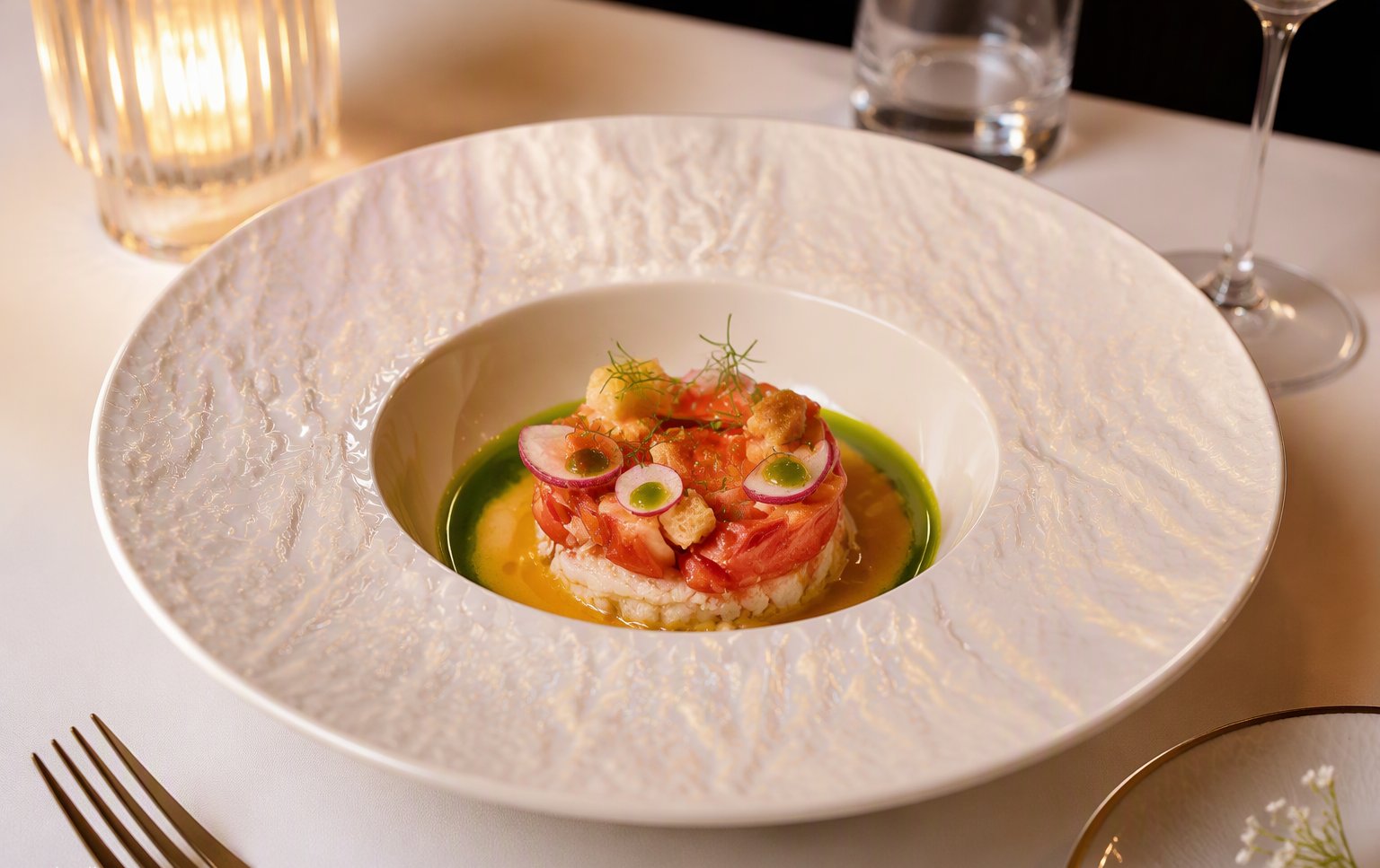 Il crudo di pesce di lago con erbe e olio nuovo